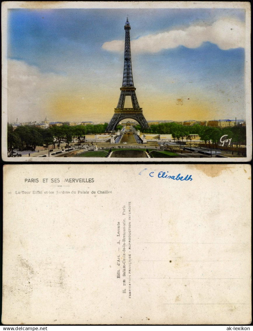 CPA Paris Eiffelturm Tour Eiffel 1920