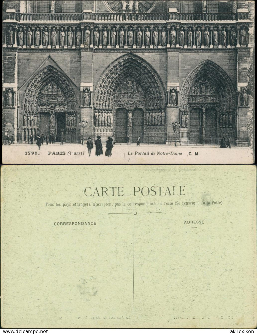 CPA Paris Le Portail de Notre-Dame Kathedrale 1925