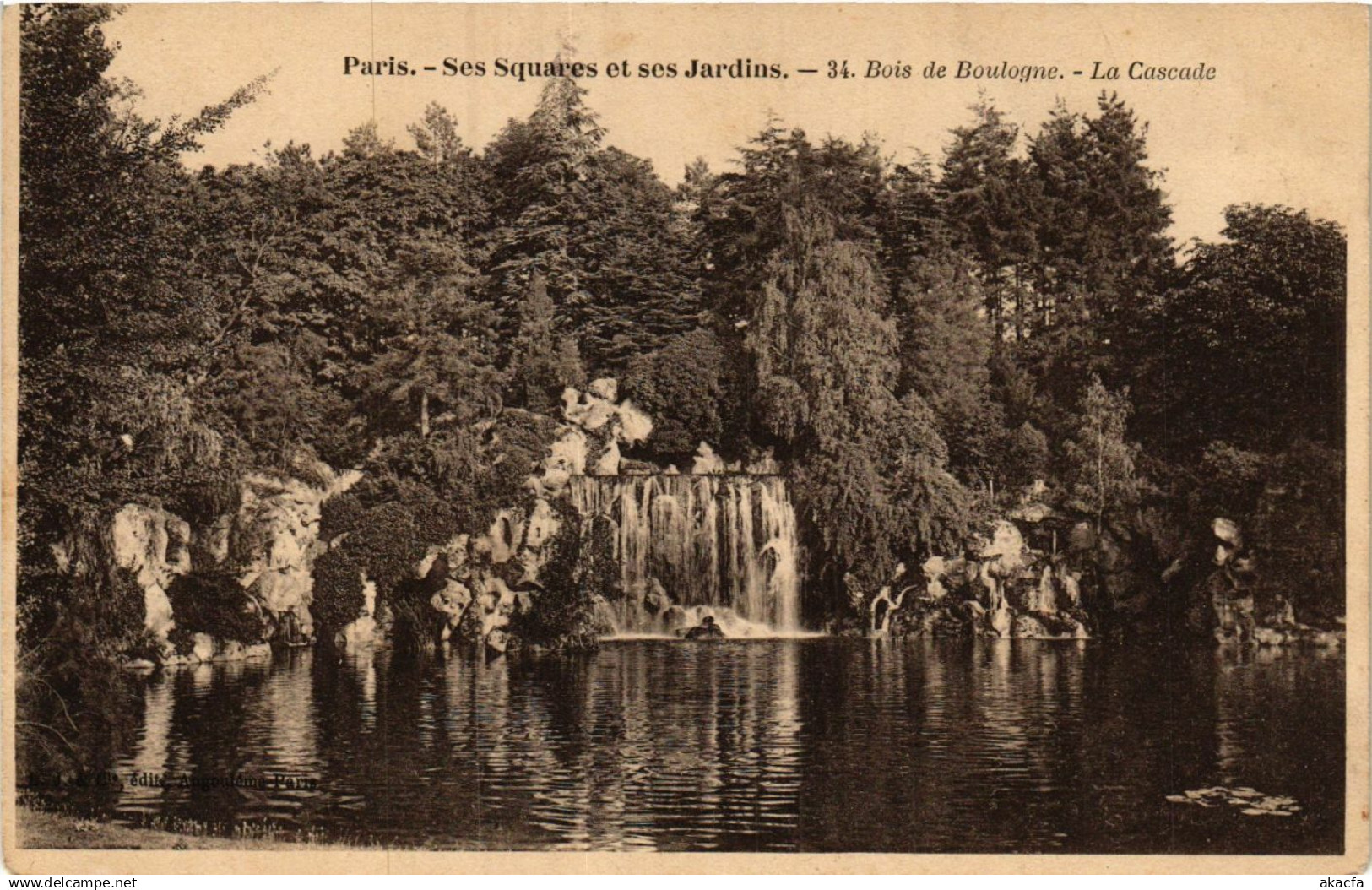 CPA PARIS Ses Squares et ses Jardins. 34. BOIS de BOULOGNE Cascade (577620)