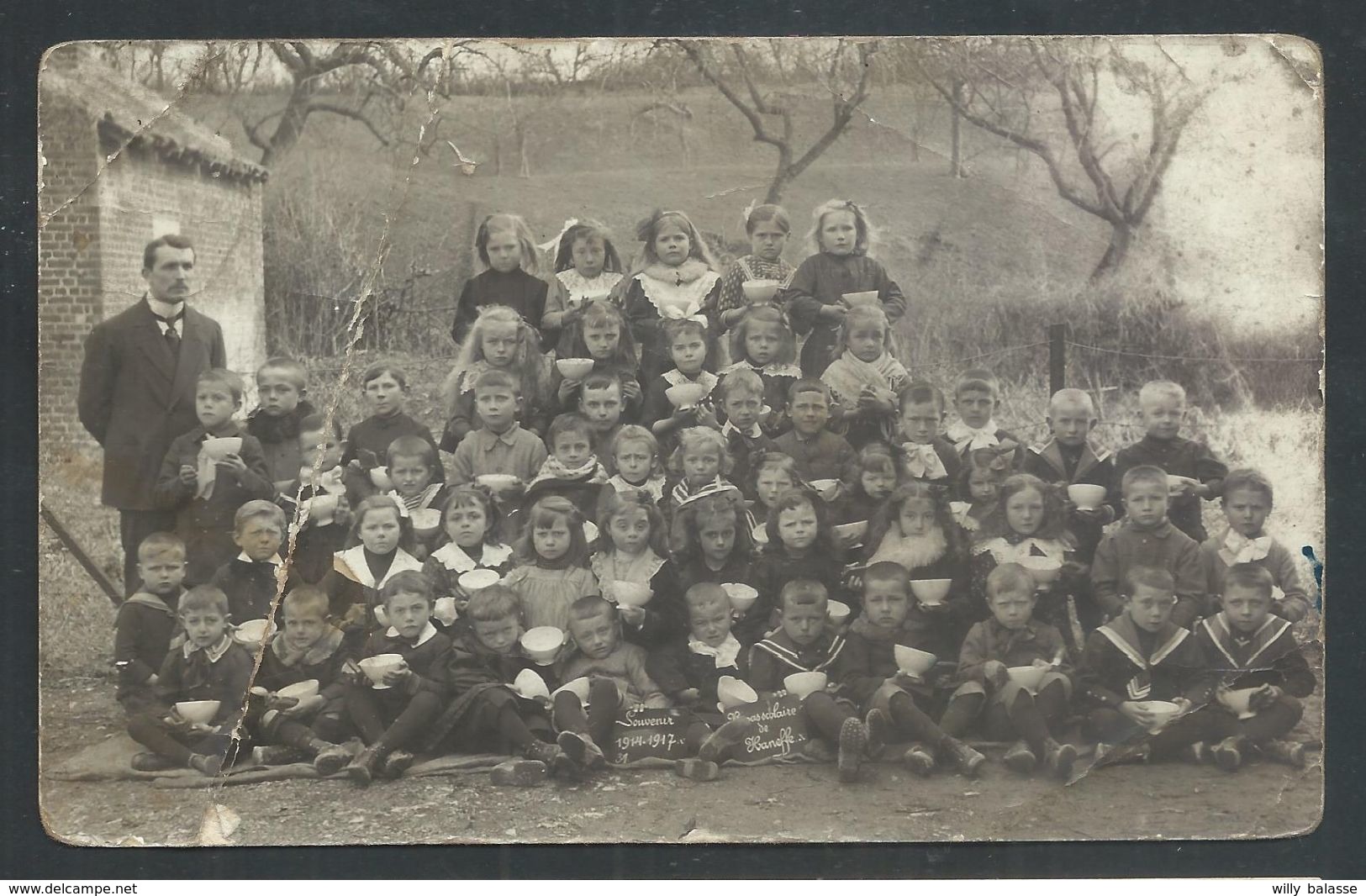 +++ CPA - Photo carte - HANEFFE - Classe - Donceel - Souvenir 1914-1917- Ecole Denis Tombal   //