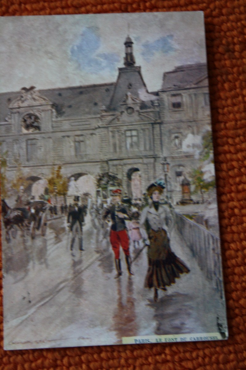 CPA Précurseur Imprimé  1903 DESSIN AQUARELLE  PEINTURE Signée => PARIS 75  LE PONT  DU CARROUSSEL