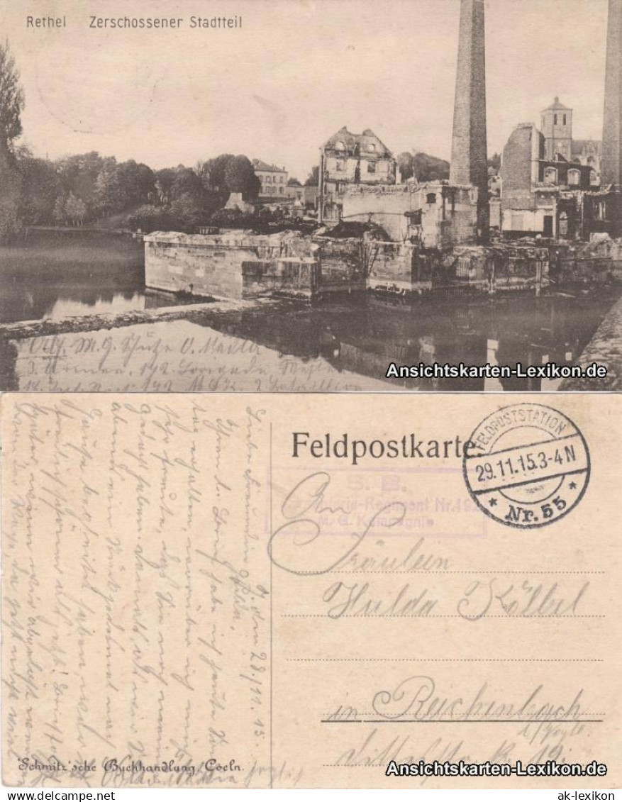 CPA Rethel Rethel zerschossener Stadtteil (Erster Weltkrieg) 1915