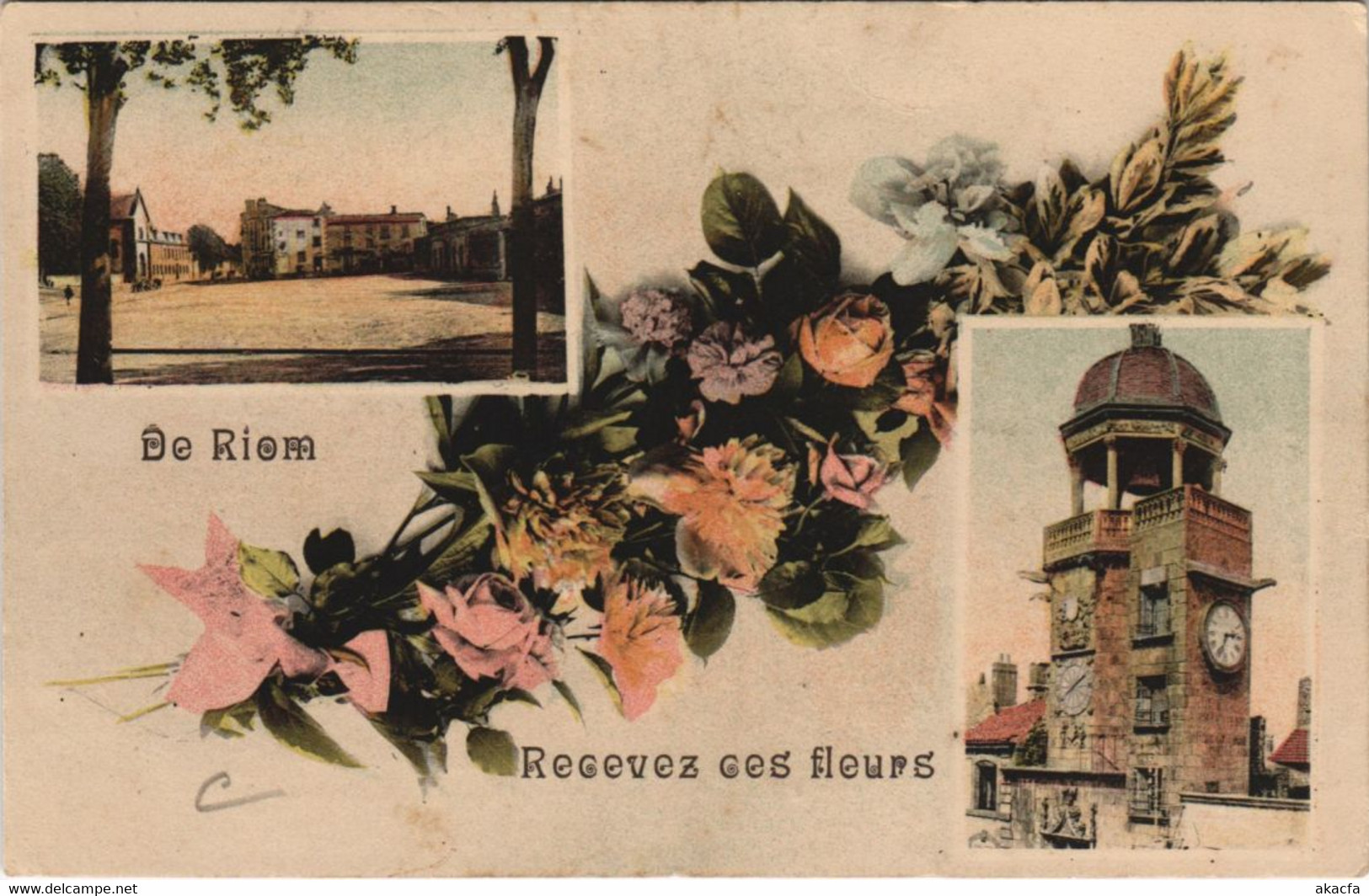 CPA RIOM Scenes - De Riom Recevez ces Fleurs (1254767)