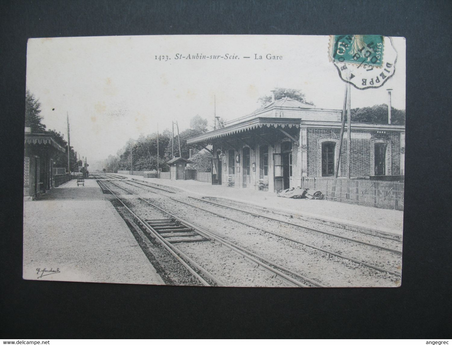 CPA :  Saint-Aubin-sur-Scie -  St-Saint-Aubin-sur-Scie - La Gare