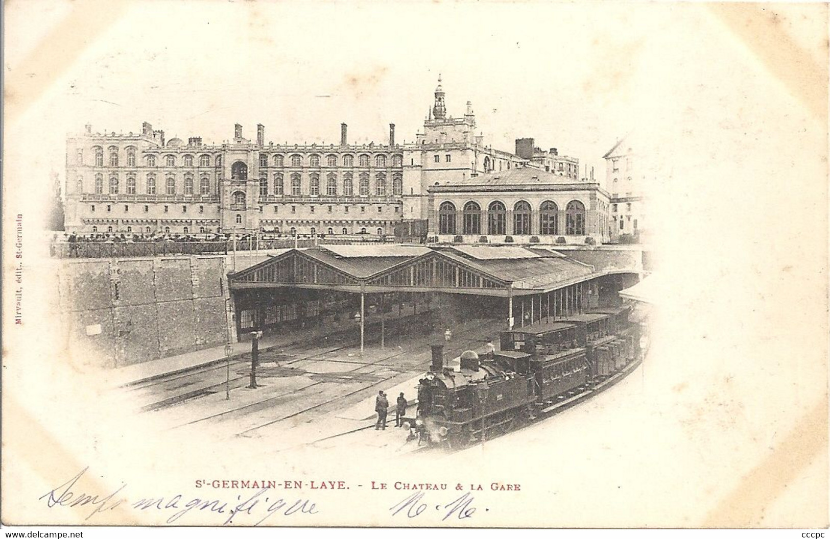 CPA Saint-Germain-en-Laye le Château et la Gare