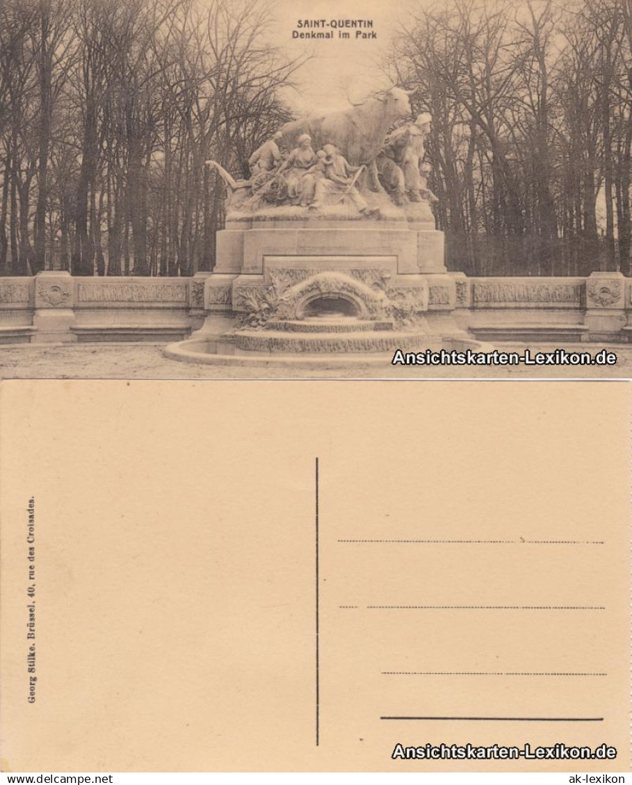 CPA Saint-Quentin Saint-Quentin Denkmal im Park 1918