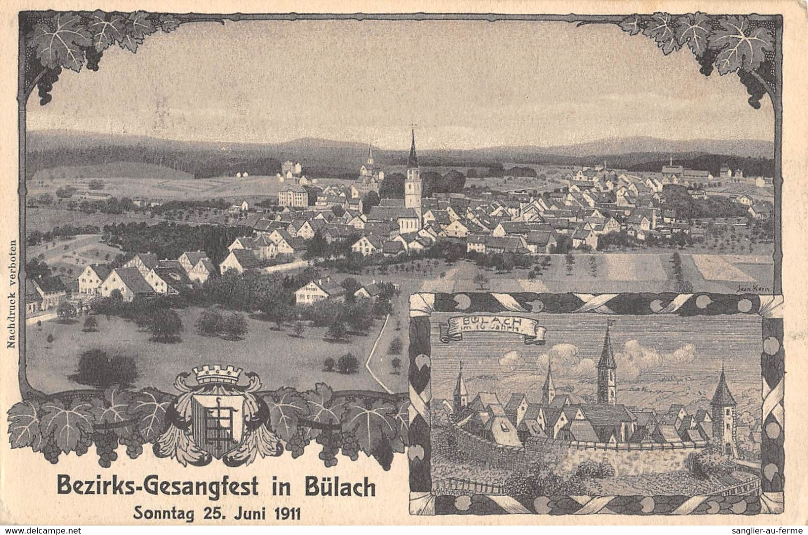 CPA SUISSE BEZIRKS GESANGFEST IN BULACH SONNTAG 25 JUNI 1911