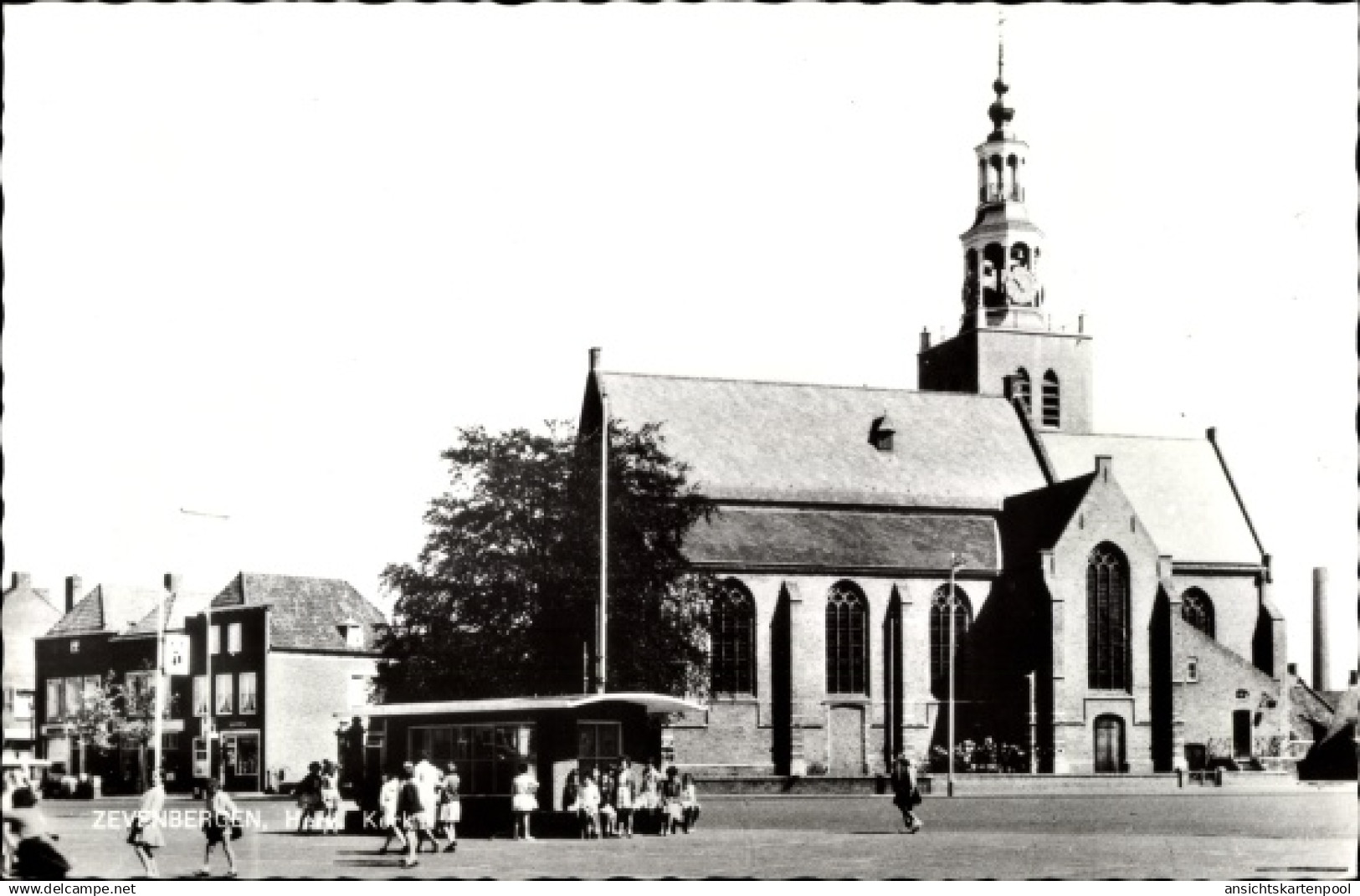 CPA Zevenbergen Nordbrabant, Herv. Kerk, Ortspartie, Pavillon