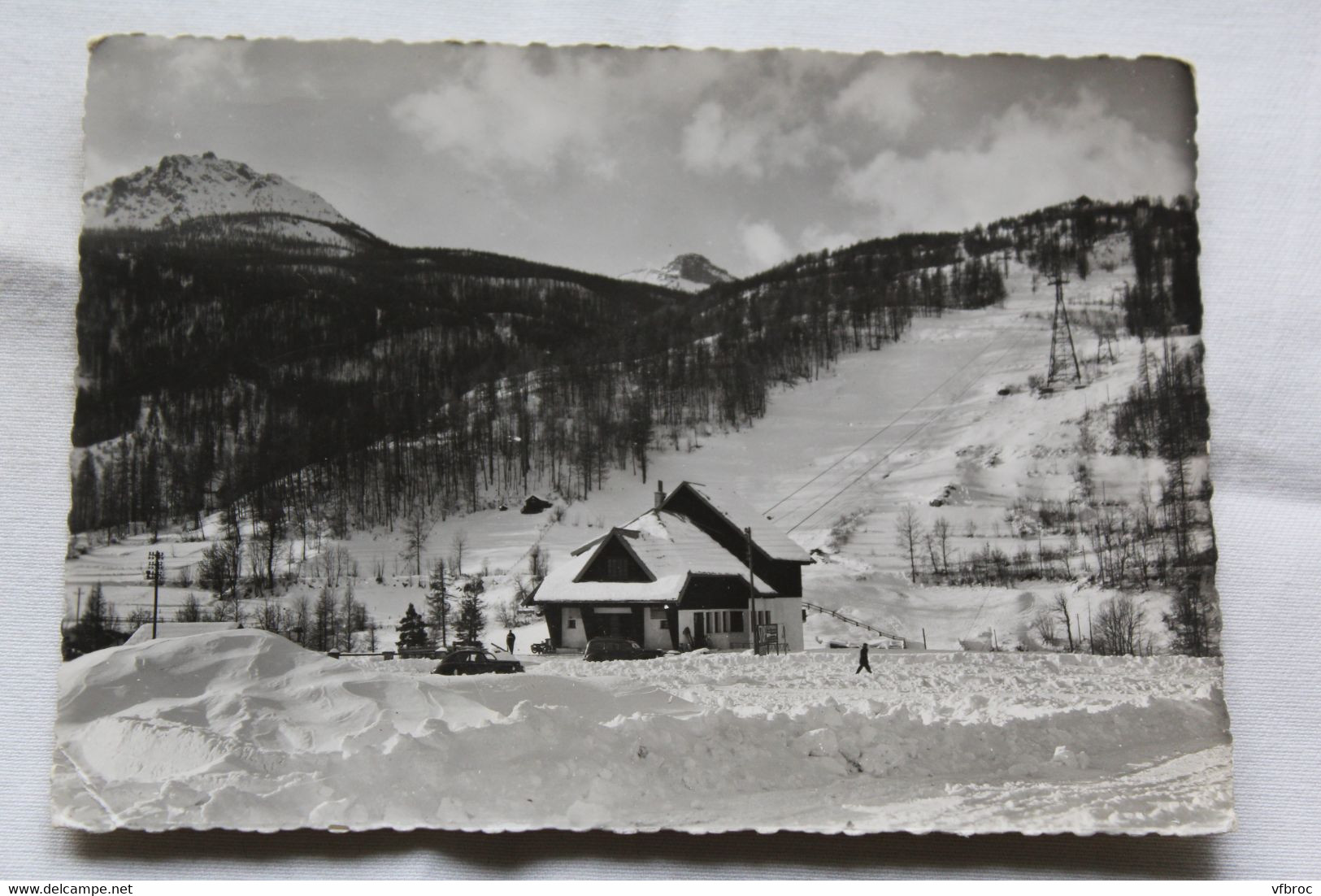 Cpm 1954, Chantemerle, Serre Chevalier, gare de départ du téléférique et piste de ski, Hautes Alpes 05