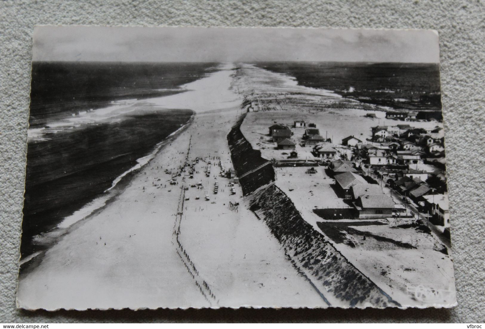 Cpm 1960, Mimizan plage, vue aérienne sur la plage, Landes 40