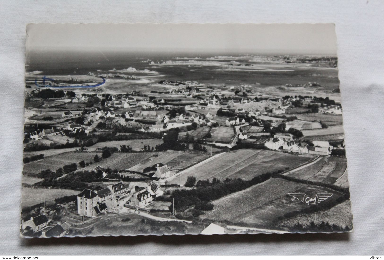 Cpm 1966, Bugueles en Penvenan, vue d'ensemble et l'ile de saint Gildas, Cotes d'Armor 22