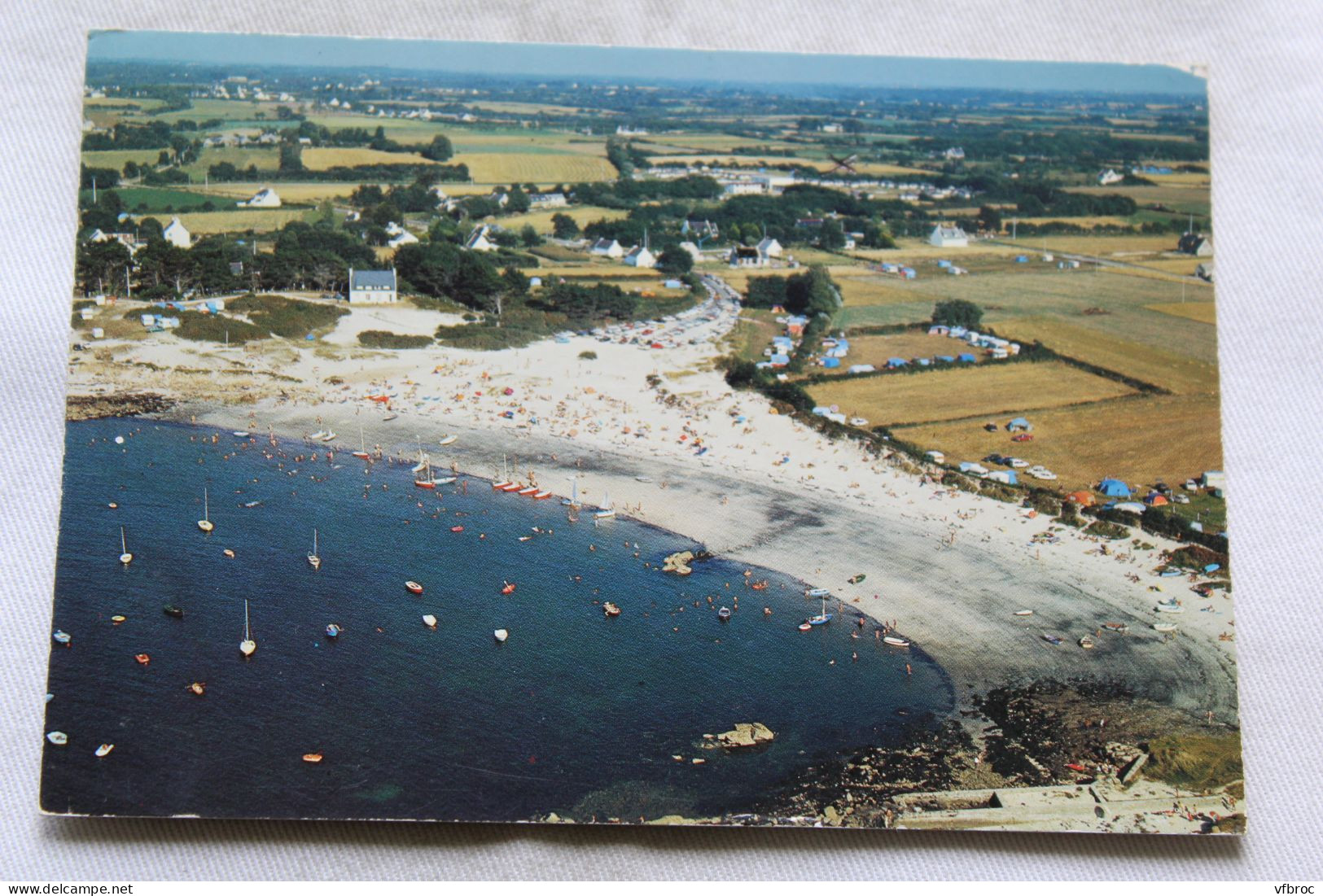 Cpm 1975, Pouldohan en Trégunc, la plage, le village vacances PTT, Finistère 29