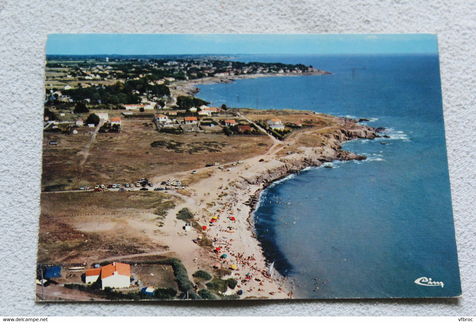 Cpm 1976, Préfailles, vue aérienne, l'anse du Sud et la côte, Loire atlantique 44