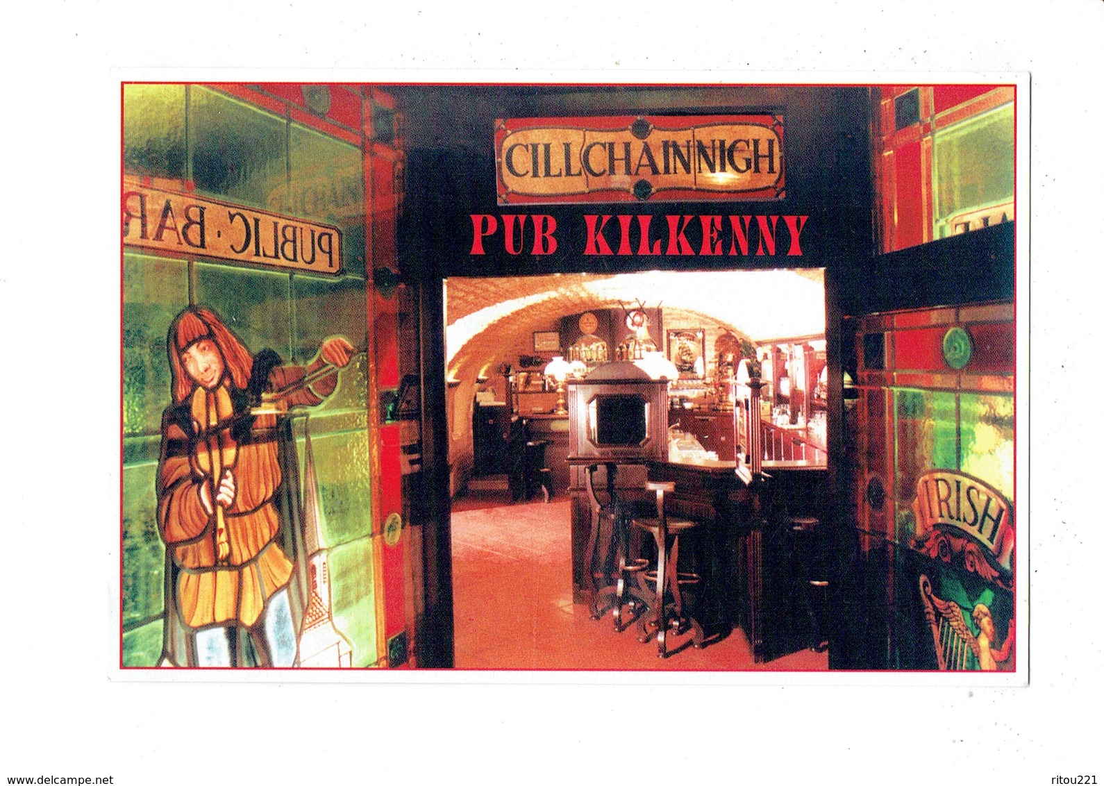 CPM 21 - DIJON - Côte d'Or - PUBLICITÉ -  IRISH PUB LE KILKENNY - bar musicien violon dessin mural lampe à pétrole