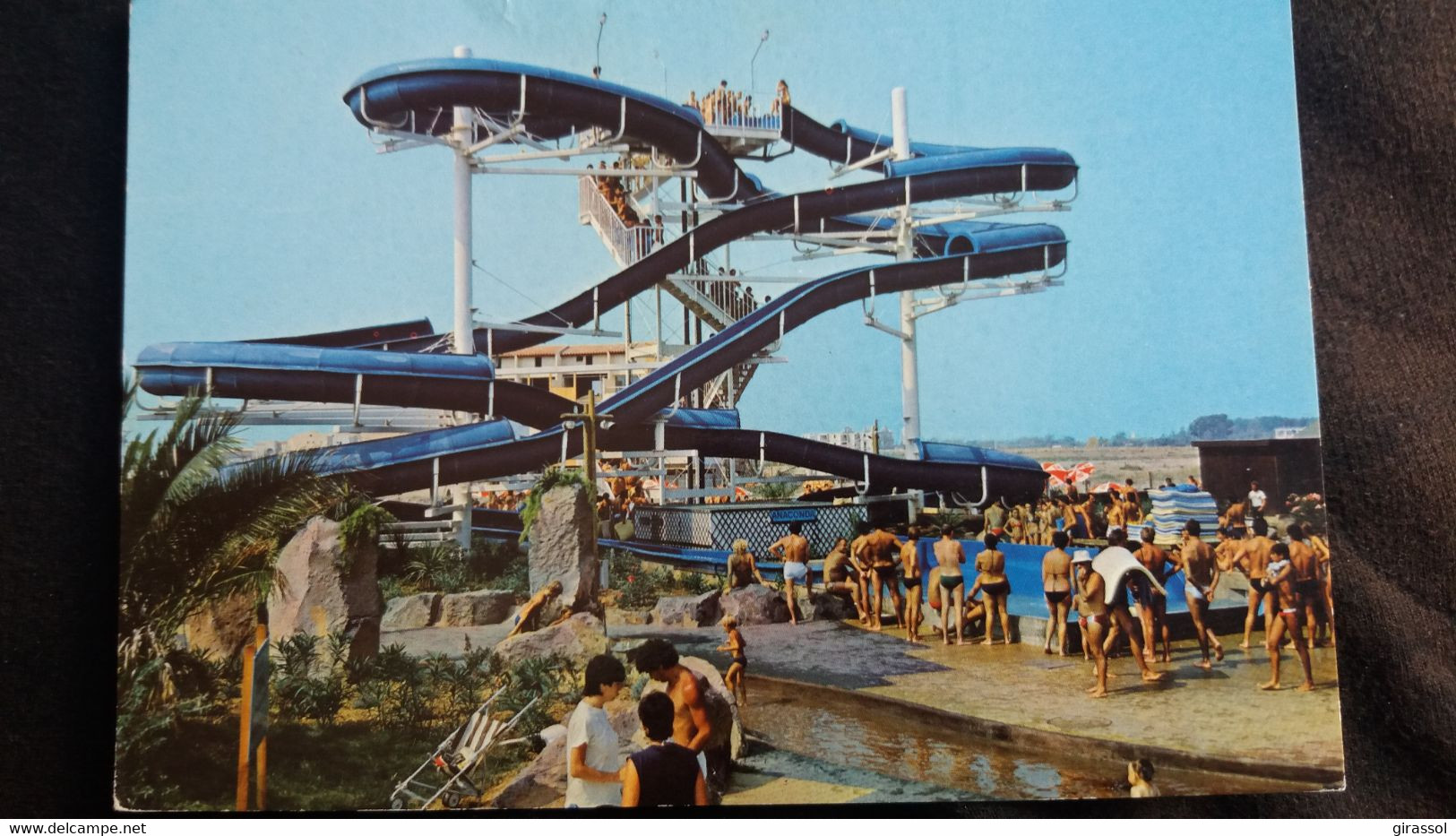 CPM CAP D AGDE HERAULT AQUALAND TOBOGGAN ANACONDA 13 M DE HAUT ED LARREY 1984 ANIMATION BAIGNEURS