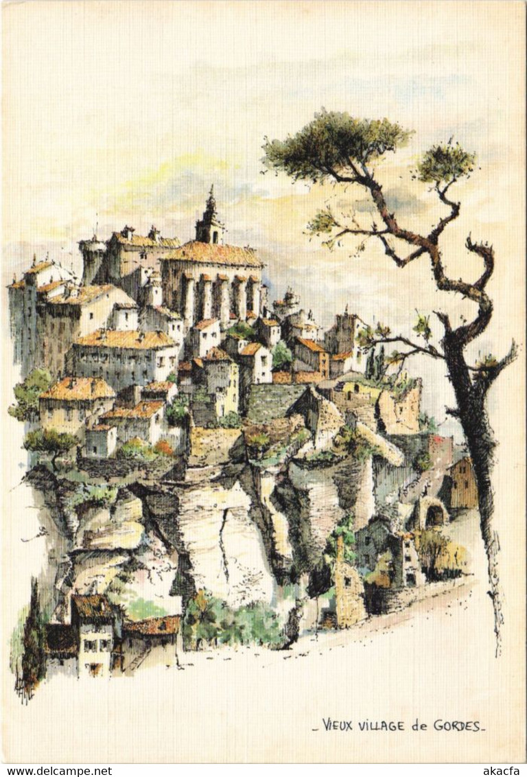 CPM GORDES Vieux Village de Gordes - Aquarelle (1087064)