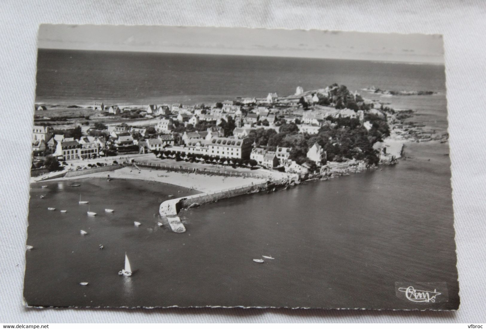 Cpm, vue générale aérienne de Locquirec, Finistère 29