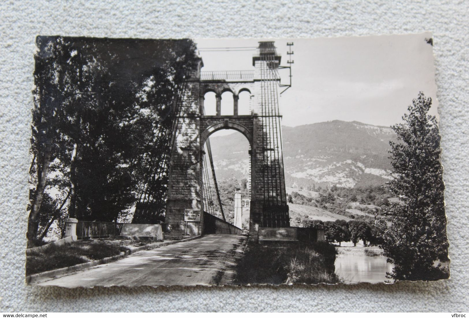 Cpsm 1950, Brangues, le pont Groslée sur le Rhône et les monts du Bugey, Isère