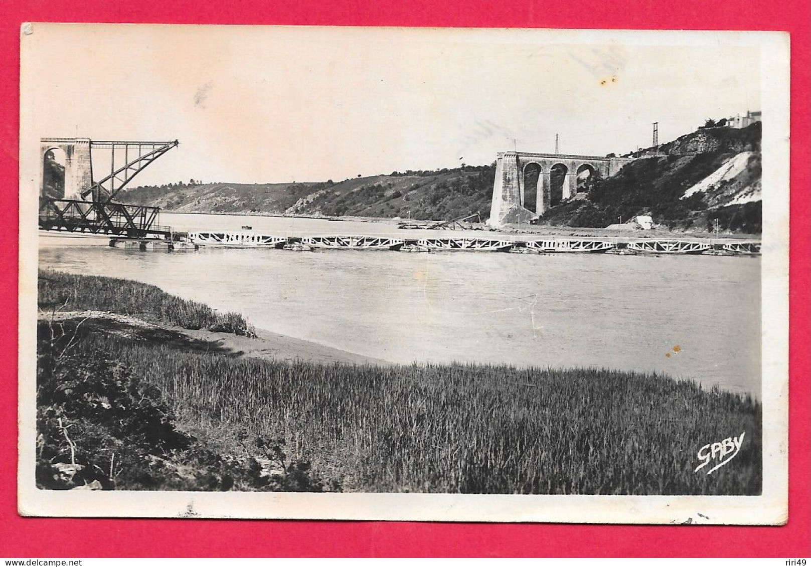 cpsm 56-La Roche Bernard -La passerelle, voyagée, voir scannes