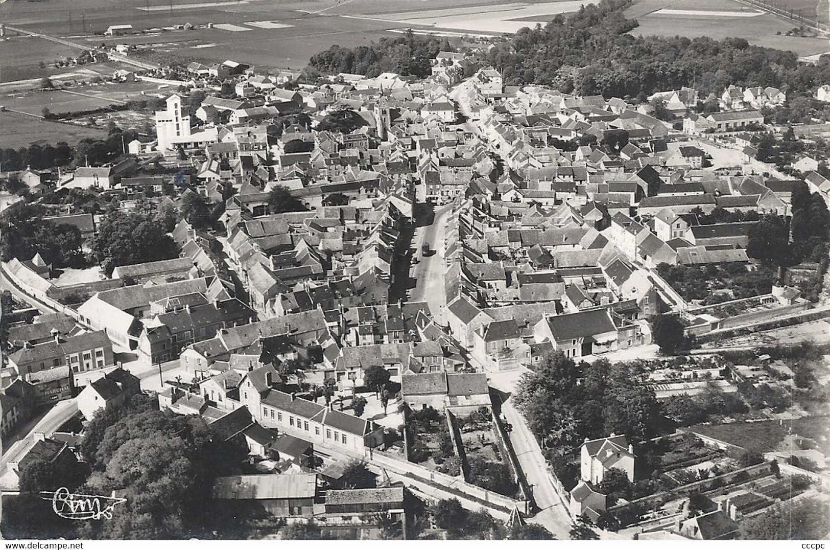 CPSM Angerville Vue générale aérienne