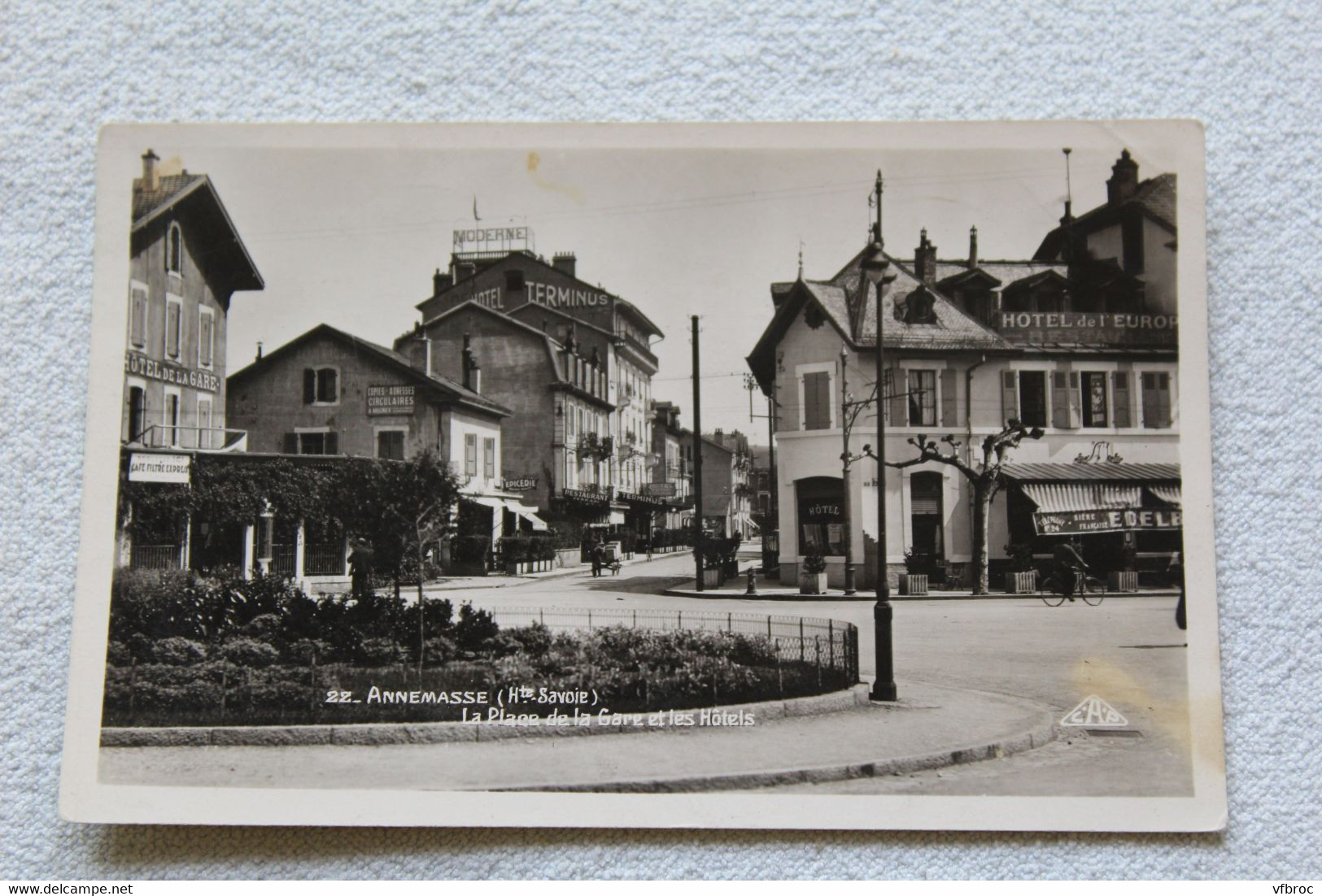 Cpsm, Annemasse, la pace de la gare et les hôtels, Haute Savoie 74