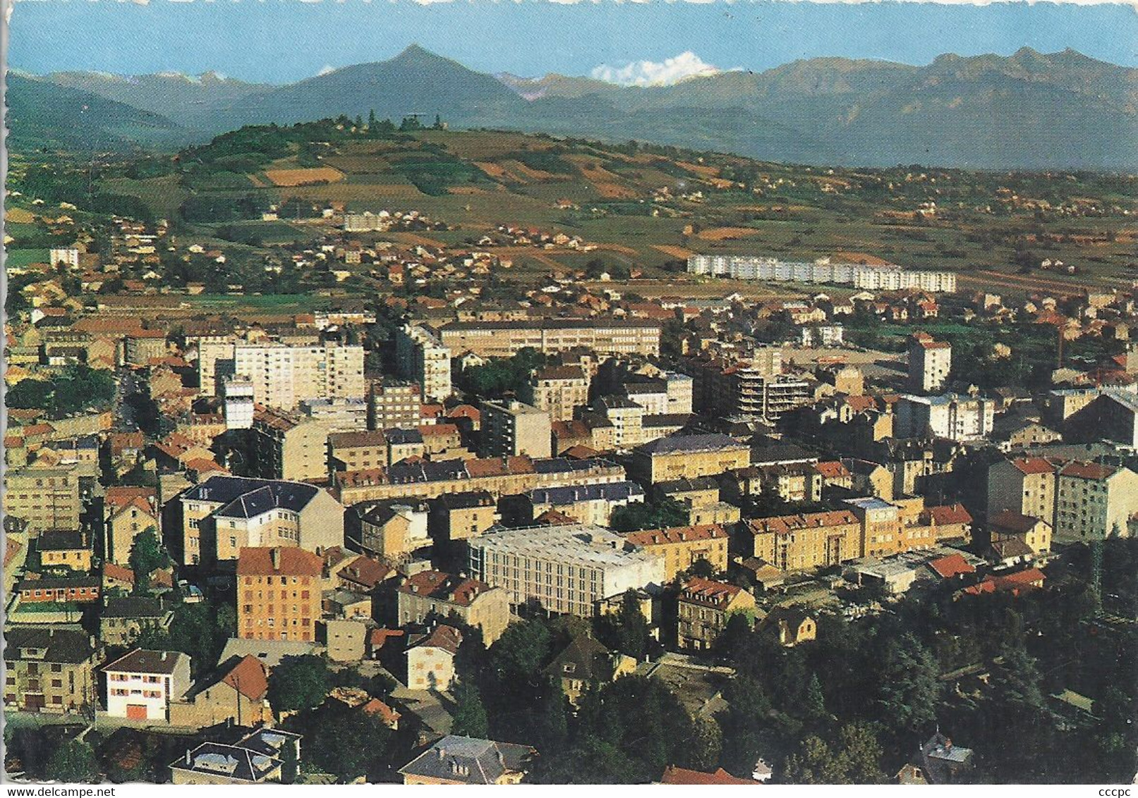 CPSM Annemasse Vue Aérienne Dans le Fond Le Môle et le Mont Blanc