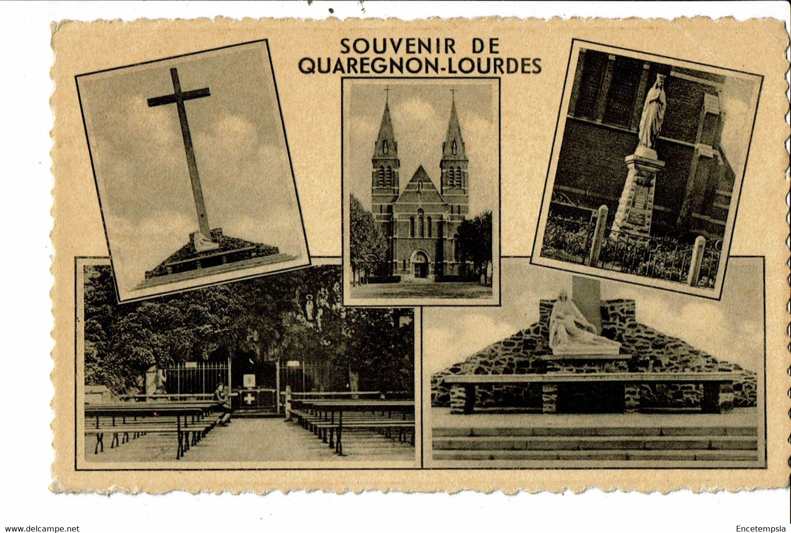 CPSM Carte postale- Belgique-Souvenir de Quaregnon-Lourdes Multi vues  VM28903