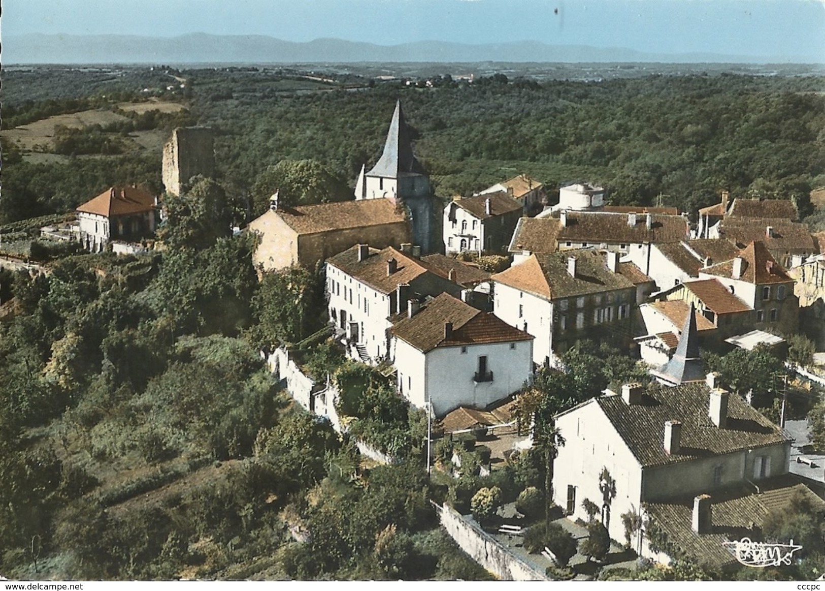 CPSM Castelnau Rivière Basse vue générale aérienne