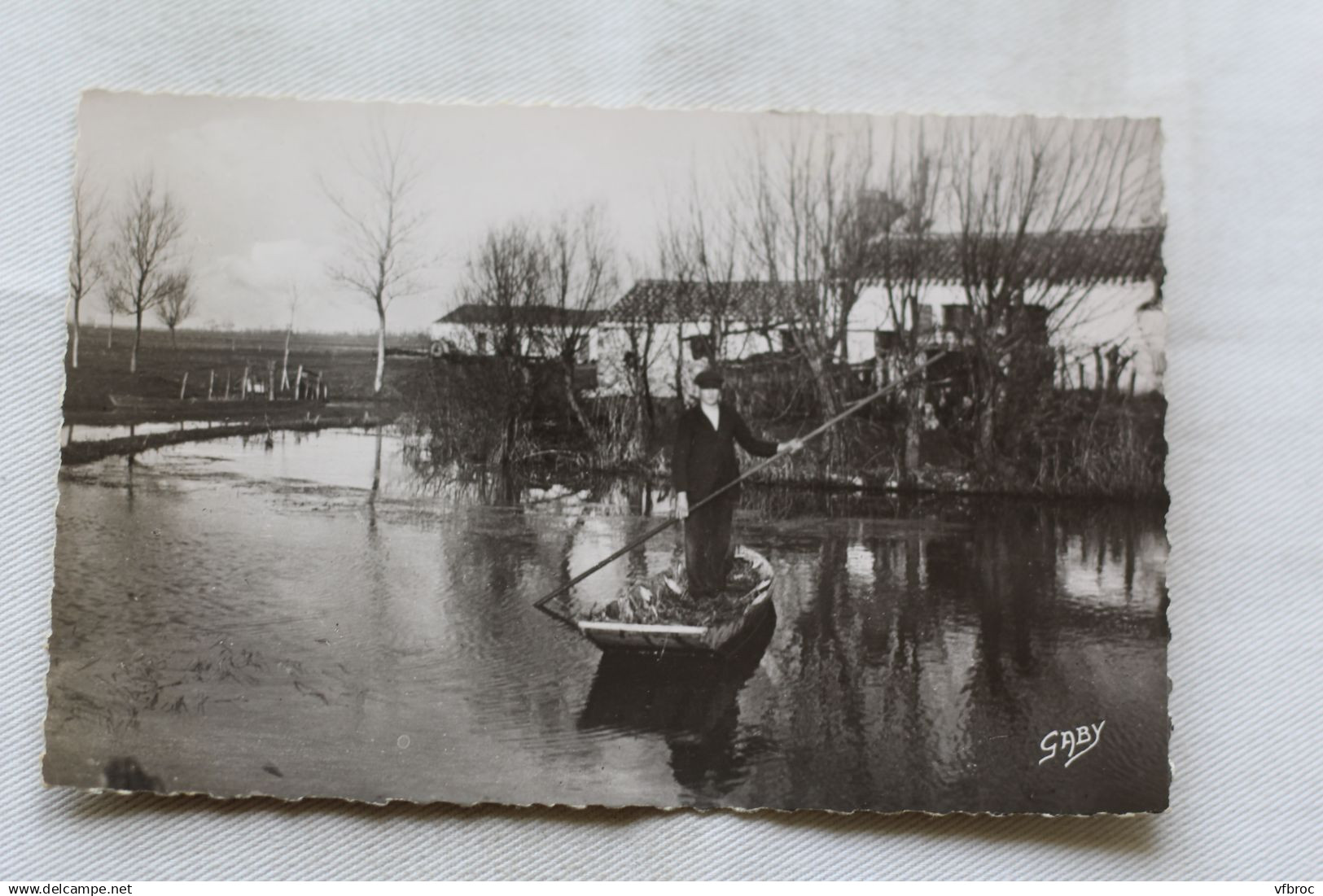 Cpsm, Challans, le marais au village de Rive, Vendée 85