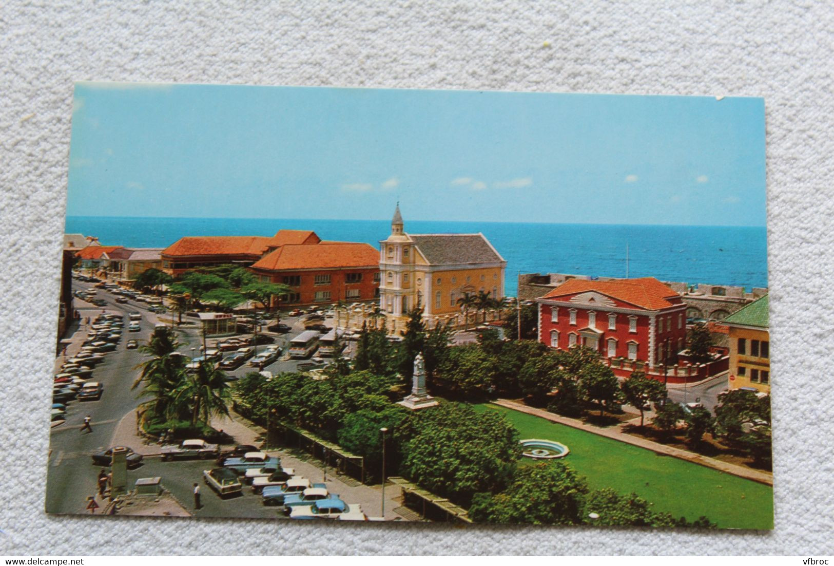 Cpsm, Curacao, Netherlands antilles, bird's eye view of Wilhelmina park