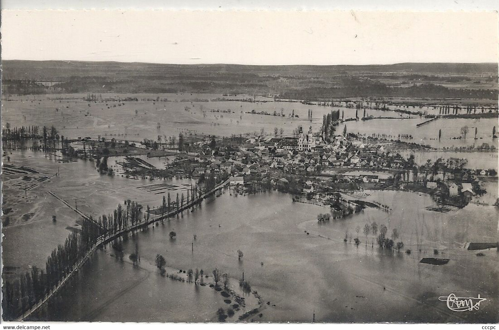 CPSM Ebersmunster vue générale aérienne Ebersmunster inondée