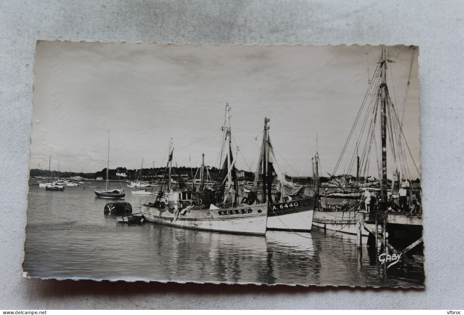 Cpsm, la Trinité sur mer, chalutiers au port, Morbihan 56