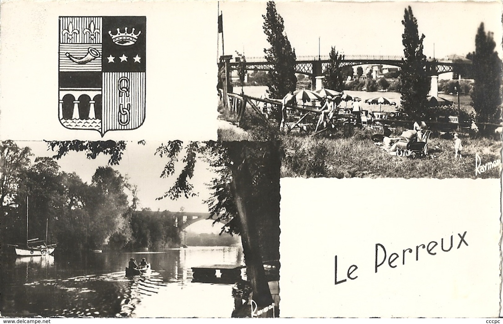 CPSM Le Perreux-sur-Marne La Passerelle - La Marne au Viaduc - Blason