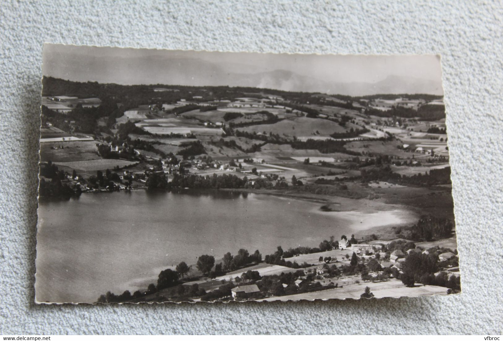 Cpsm, Paladru et le lac, vue générale aérienne, Isère 38