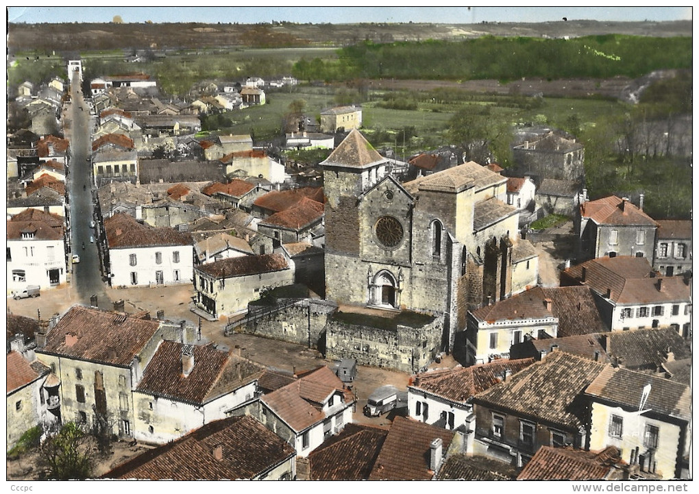 CPSM Riscle - l´Eglise - avenue de l'Adour - Vue aérienne