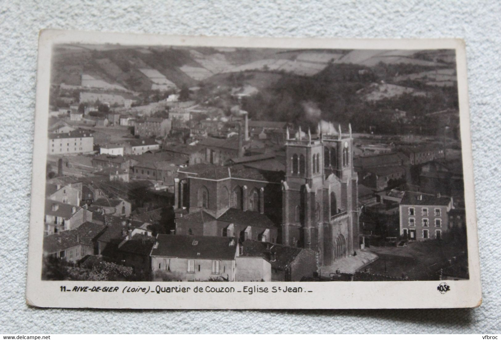 Cpsm, Rive de Gier, quartier de Couzon, église saint Jean, Loire 42