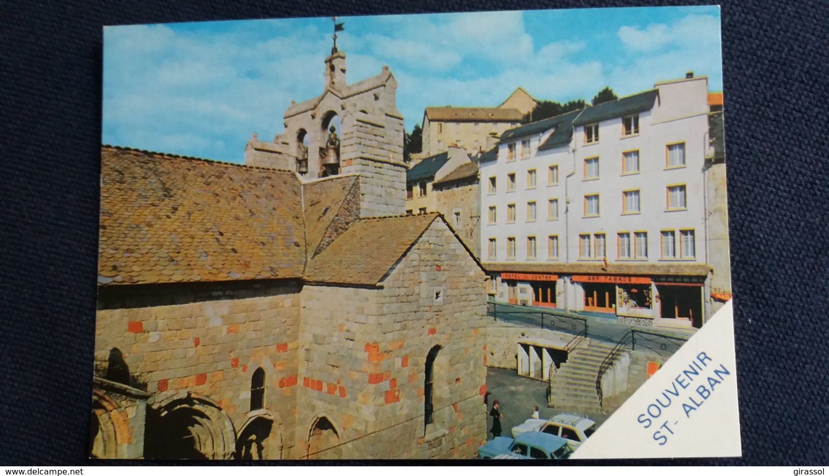 CPSM SAINT ALBAN SUR LIMAGNOLE LOZERE L EGLISE ET L HOTEL DU CENTRE COLL GOTTY SOUVENIR