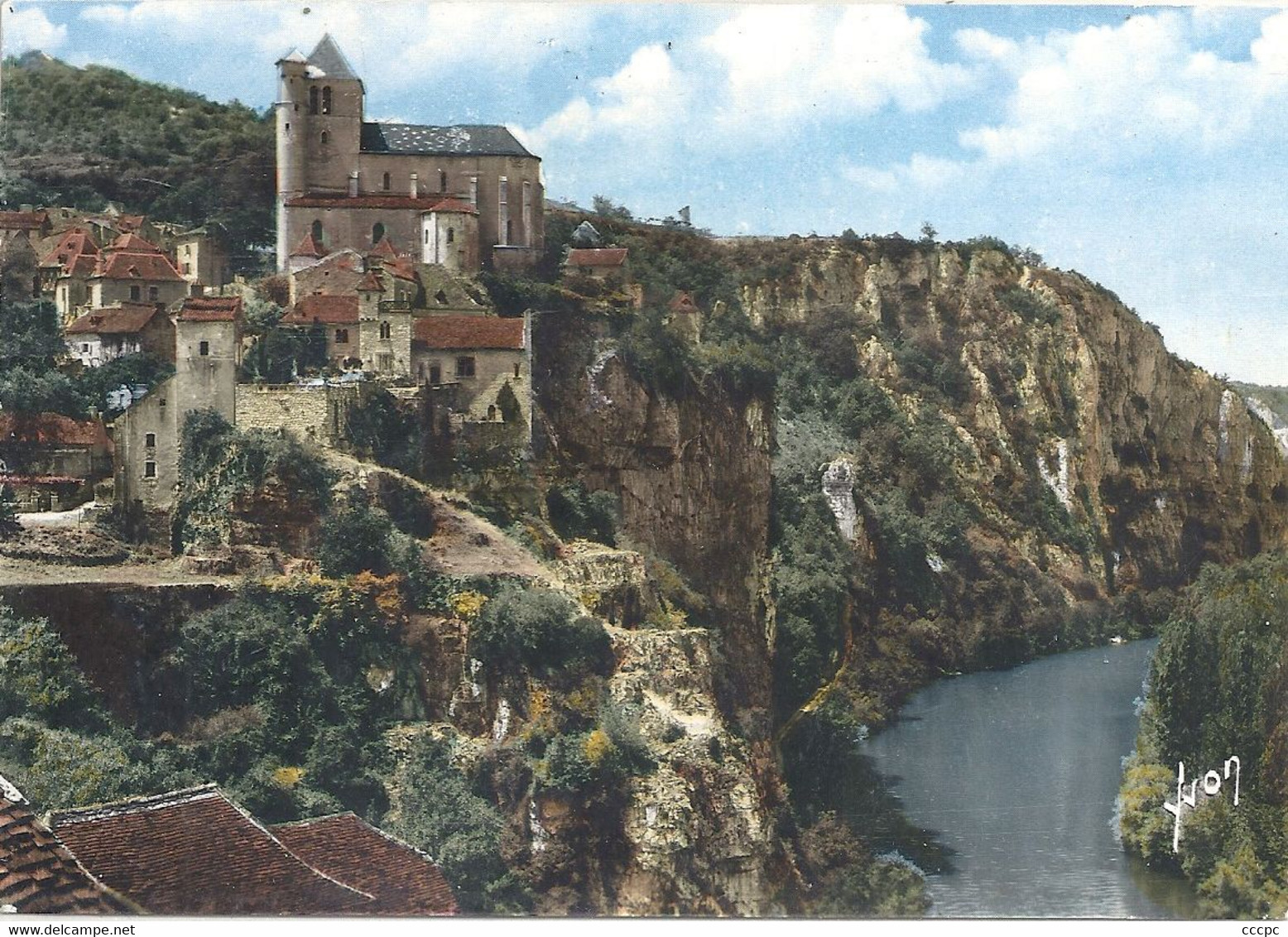 CPSM Saint-Cirq-Lapopie L'Eglise surplombant le Lot