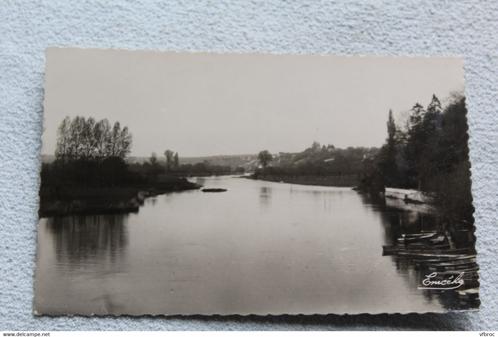 Cpsm, Seiches, paysage sur le Loir vers Matheflon, Maine et Loire 49