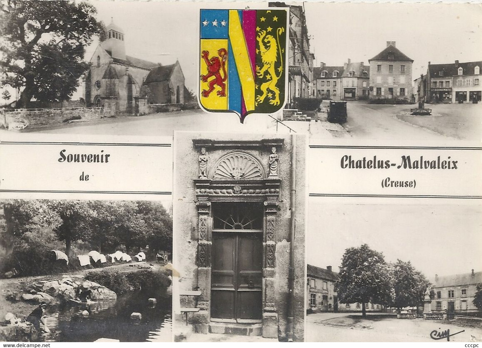 CPSM Souvenir de Chatelus-Malvaleix - Armoiries vues multiples