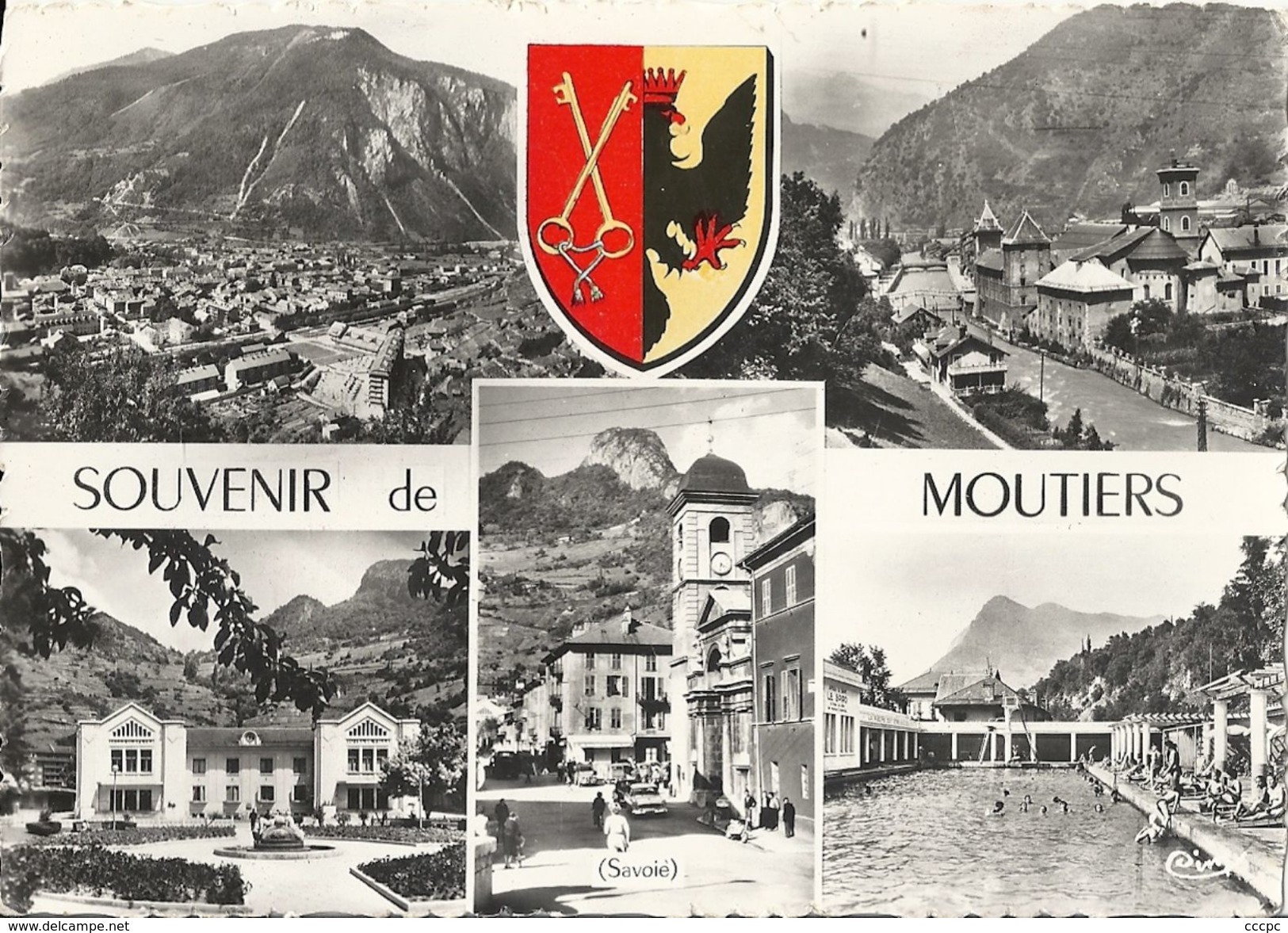 CPSM Souvenir de Moutiers vues multiples Blason