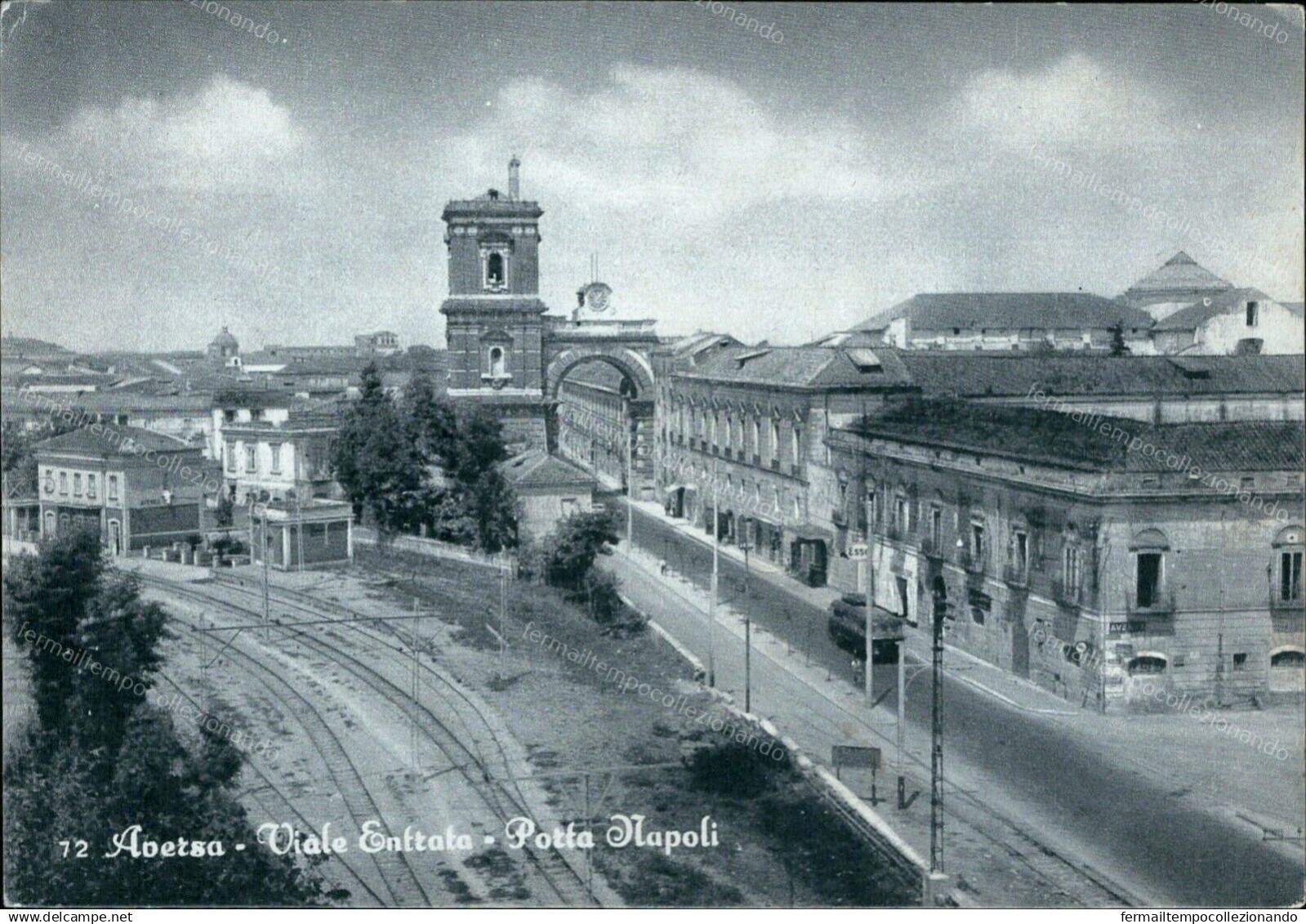 cr296 cartolina aversa viale entrata porta napoli provincia di caserta