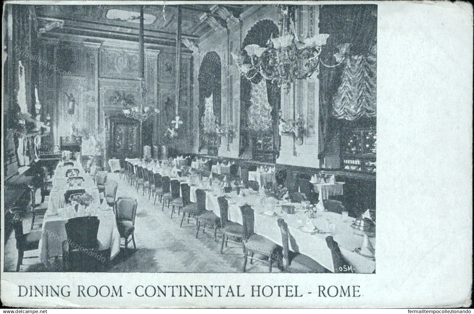 cr389 cartolina rome roma citta' dining room continental hotel inizio 900 lazio