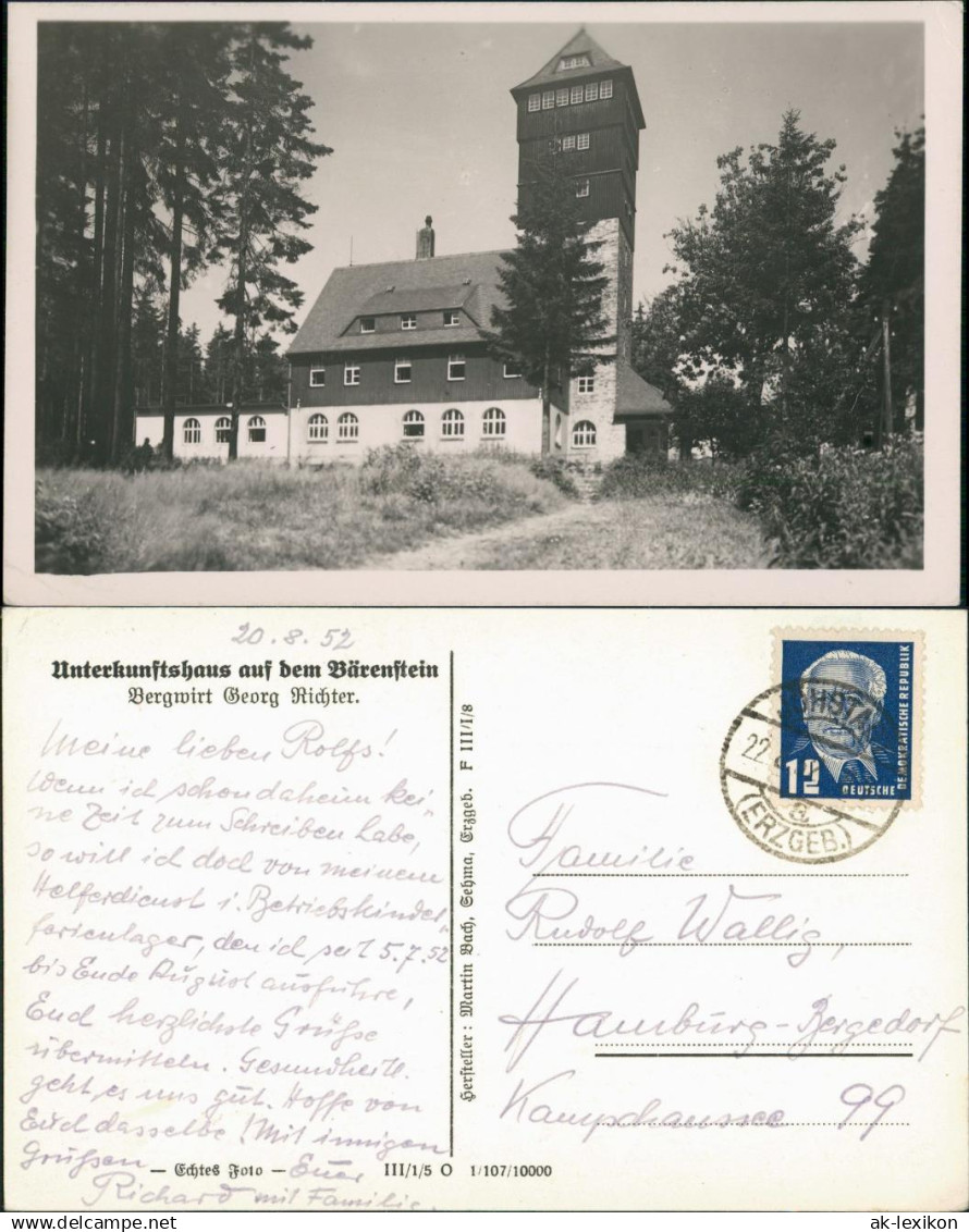 Cranzahl-Sehmatal Unterkunftshaus Bärenstein Bergwirt Georg Richter 1952