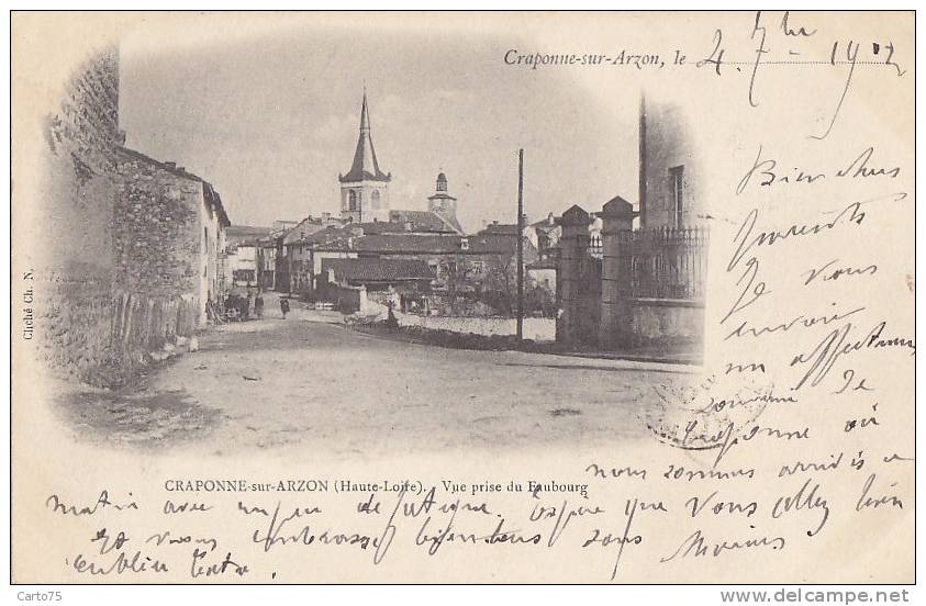 Craponne sur Arzon 43 - Précurseur - Panorama - Oblitération Craponne sur Arzon 1902