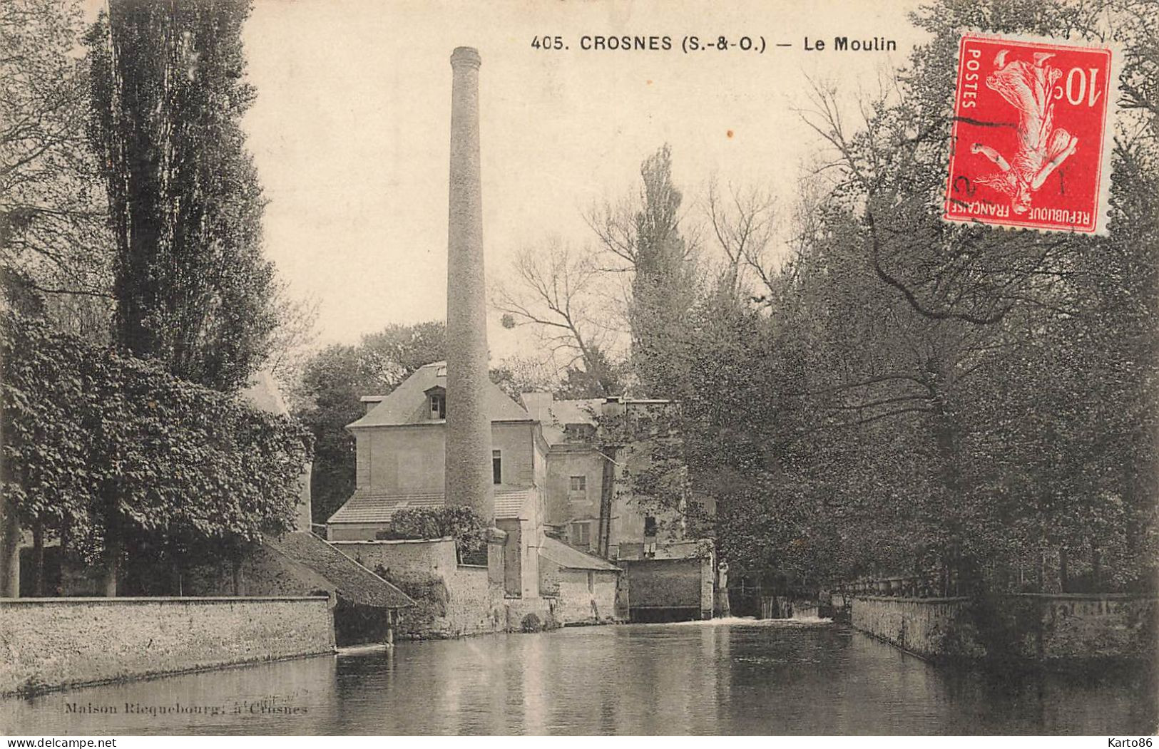 crosne * crosnes * vue sur le moulin * minoterie * cheminée