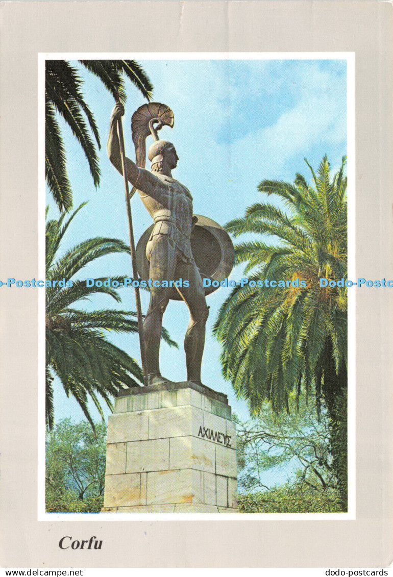 D036080 Corfu. Statues of Achilles. Postcard