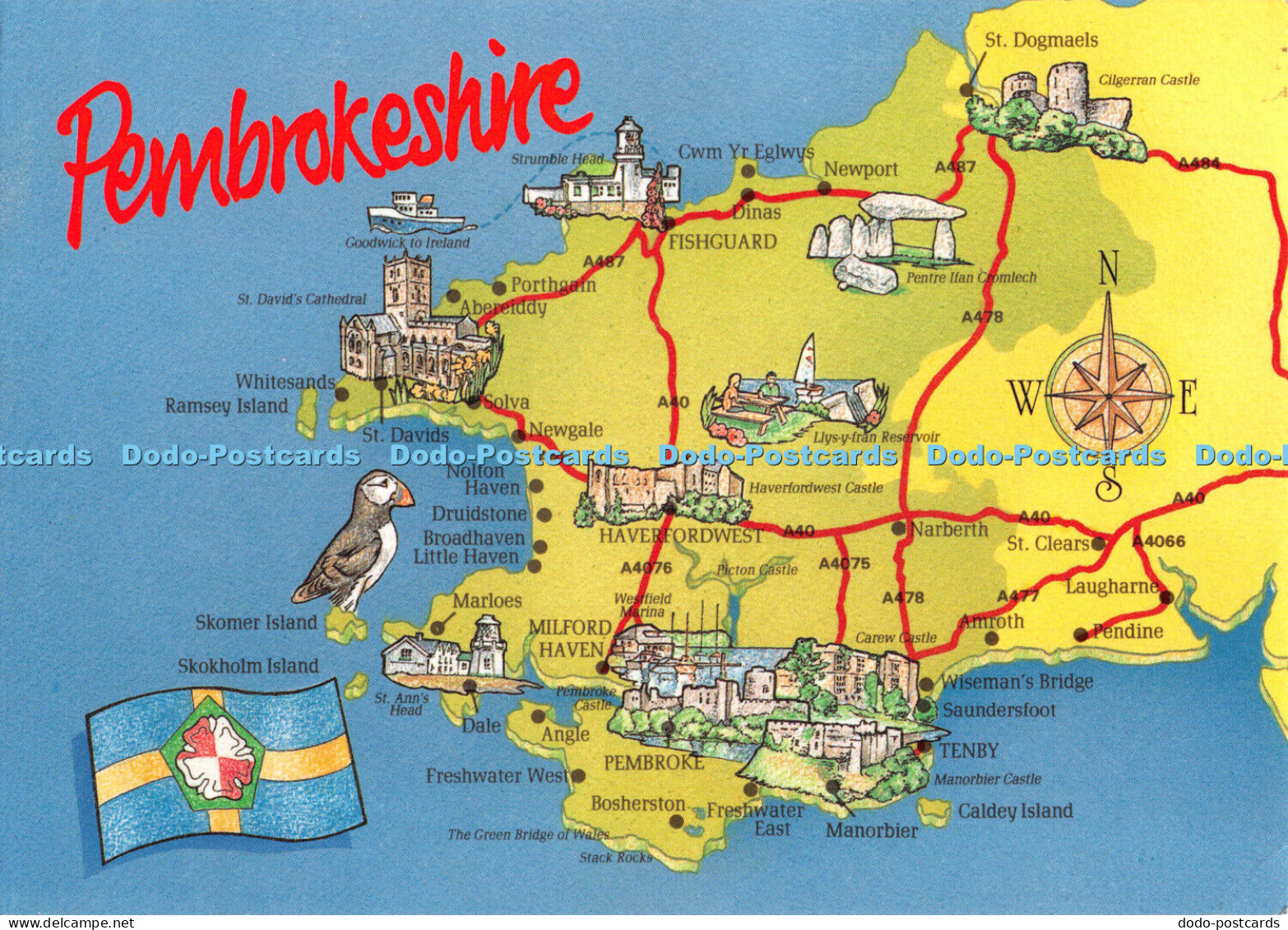 D055542 Pembrokeshire. Map. Pembrokeshire Eye Postcards. Haven