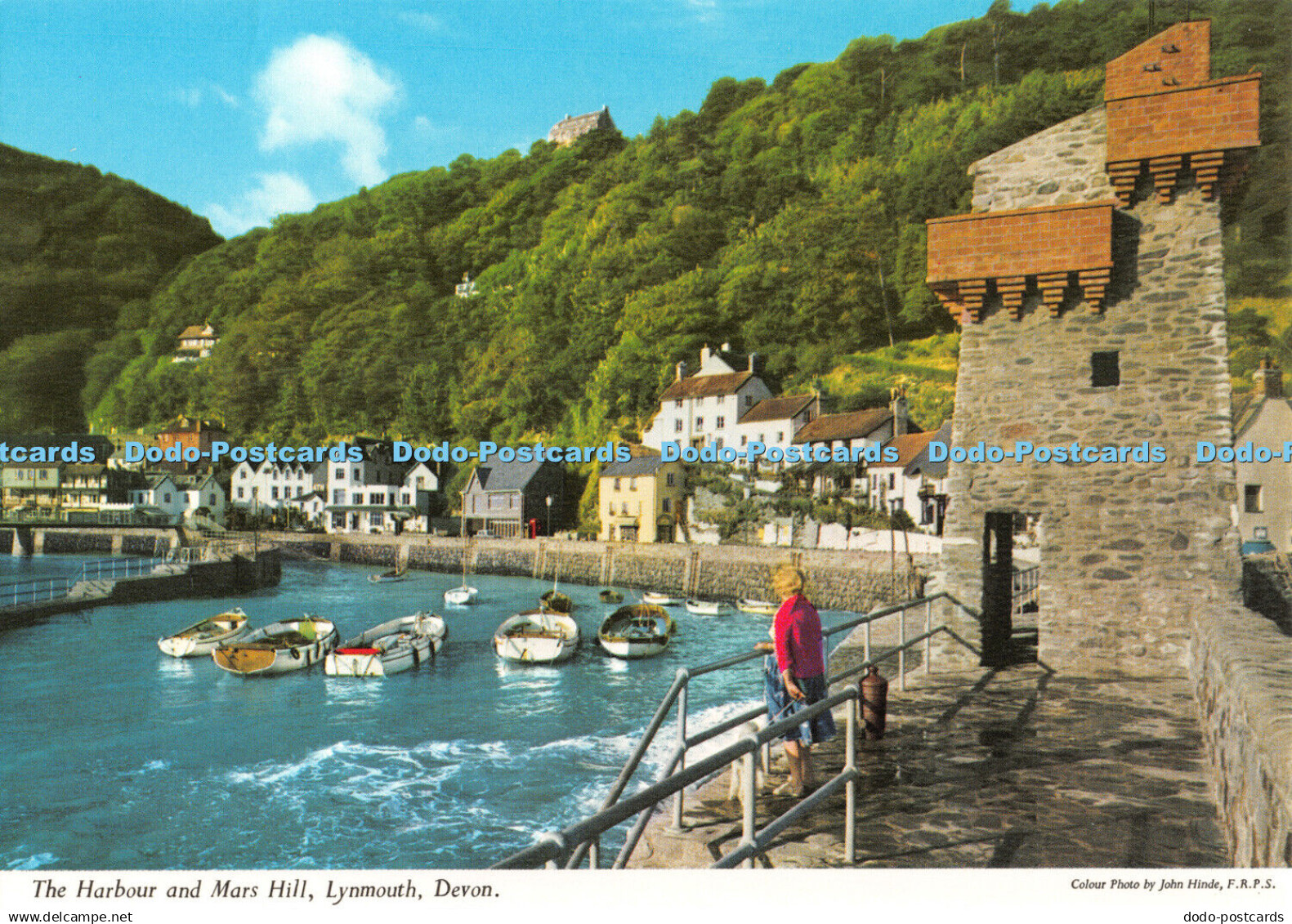 D070032 The Harbour and Mars Hill. Lynmouth. Devon. Hinde. Lynton and Lynmouth