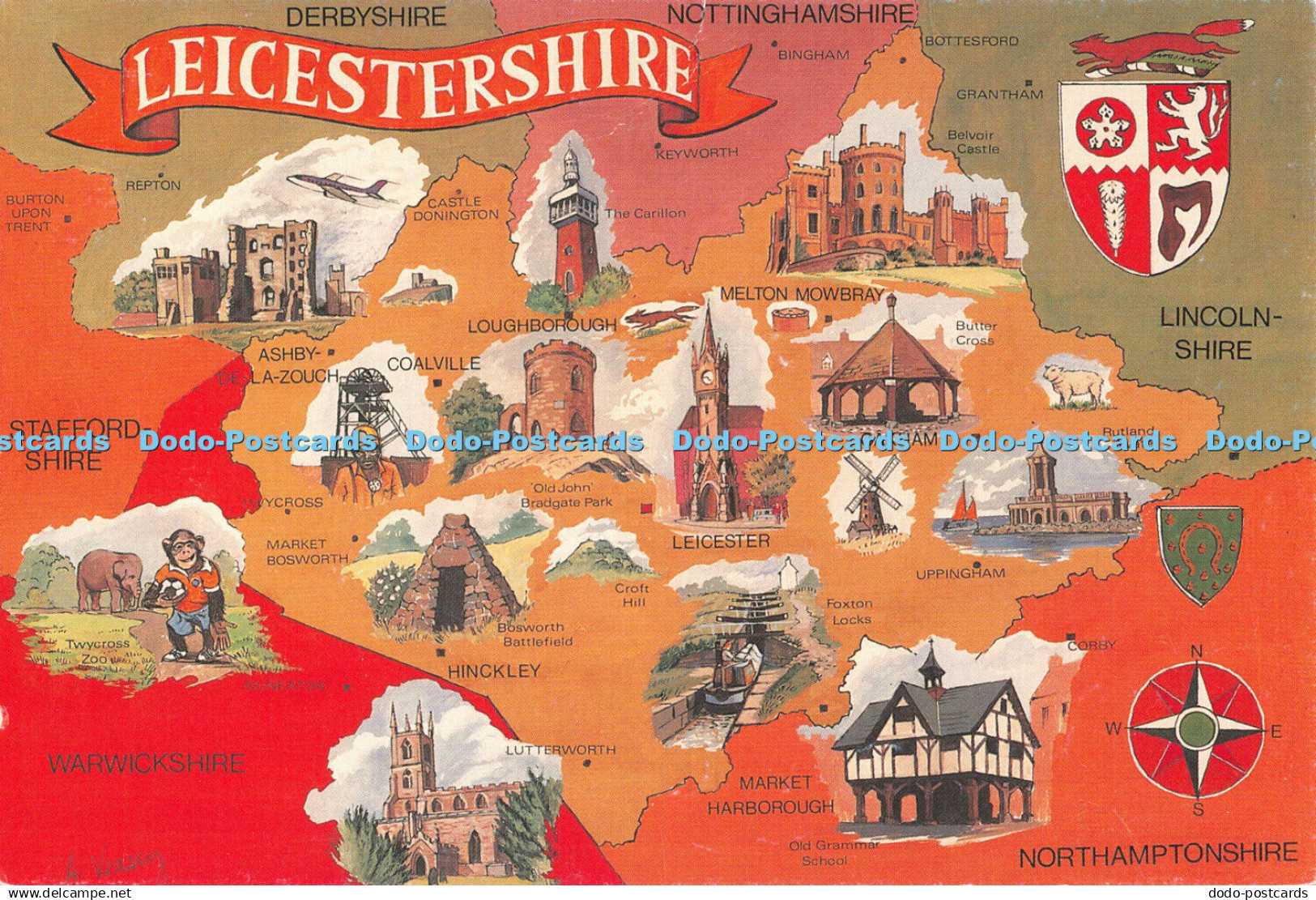 D107605 Map of Leicestershire. Arthur Veasey. Leicestershire Heritage Collectors